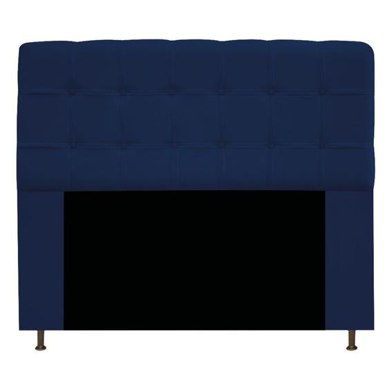 Imagem de Cabeceira Estofada Mel 195 cm para Cama King Size com Botonê Suede Azul Marinho