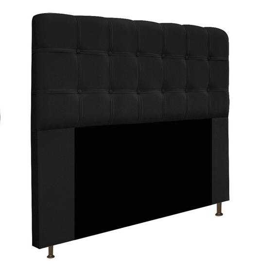 Imagem de Cabeceira Estofada Mel 195 cm para Cama King Size com Botonê Suede Preto - KDAcanto Móveis