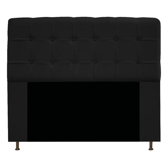 Imagem de Cabeceira Estofada Mel 195cm para Cama King Size Botonê Suede Preto