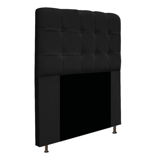 Imagem de Cabeceira Estofada Mel 90 cm para Cama Solteiro com Botonê  Suede Preto