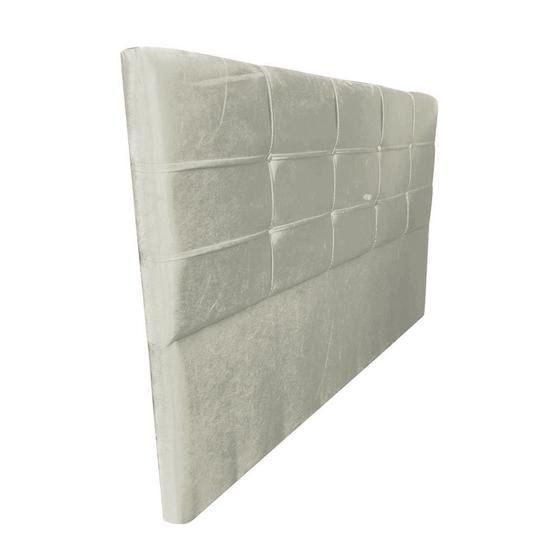 Imagem de Cabeceira Estofada Mel com Botonê para Cama Box Queen Size 160cm Tecido Sintético Bege