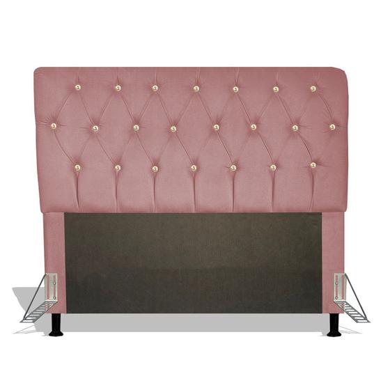 Imagem de Cabeceira Estofada Nevada 195 cm Para Cama Box Quarto King Size Luxo MV Estofados Suede Rose