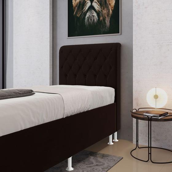 Imagem de Cabeceira Estofada para Cama Box Bellatrix 90 para Cama de Solteiro Sued Marrom Aradecor