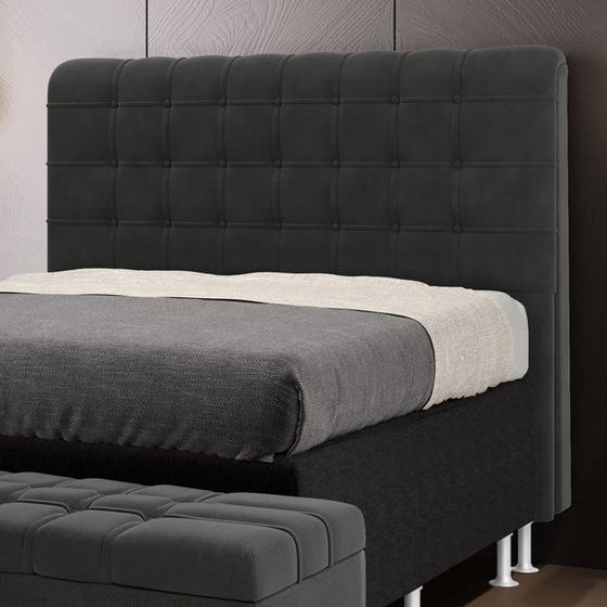 Imagem de Cabeceira Estofada para Cama Box Dama 140 para Cama de Casal Sued Cinza Aradecor