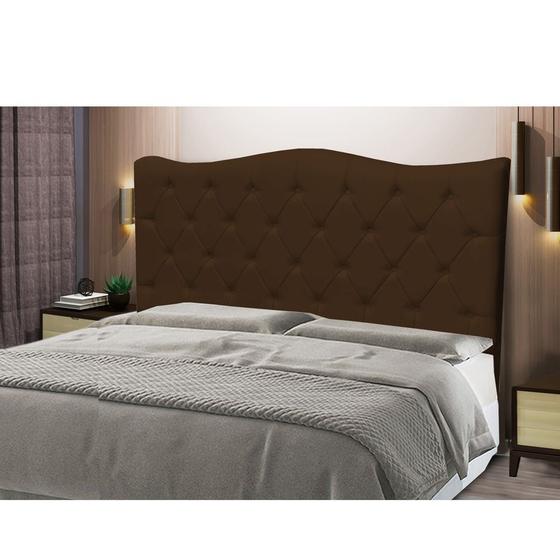 Imagem de Cabeceira Estofada Para Cama Box De Casal Capitone Pérola 140 cm Marron Café Suede-Anchar Estofados 01