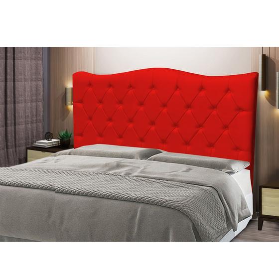 Imagem de Cabeceira Estofada Para Cama Box De Casal Queen Size Capitone Pérola 160 cm Vermelho Suede-Anchar Estofados 01