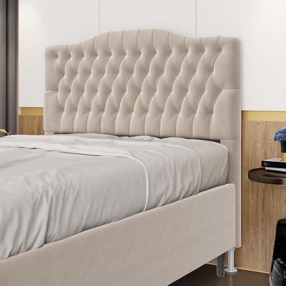 Imagem de Cabeceira Estofada para Cama Box Pollux 160 para Cama Queen Sued Bege Aradecor