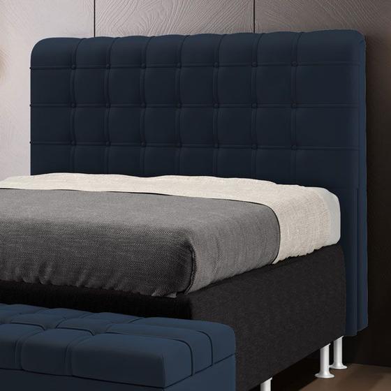 Imagem de Cabeceira Estofada para Cama Box Rana 195 para Cama King Sued Azul Marinho Aradecor