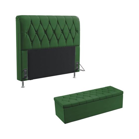 Imagem de Cabeceira Estofada Para Cama Box Sirius 195 Para Cama King Sued Verde Aradecor