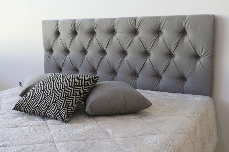 Imagem de Cabeceira Estofada Para Cama King Capitonê 195x50cm Cor Cinza - Conforto e Qualidade Para o Seu Lar