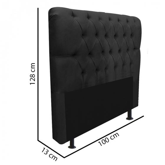 Imagem de Cabeceira Estofada Paris 100cm Solteiro Capitonê Tecido Sintético Preto - Ahazzo Móveis
