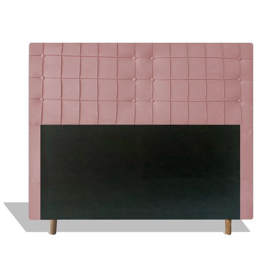 Imagem de Cabeceira Estofada Paris 140 cm Para Cama Box Quarto Casal MV Estofados Veludo Rose