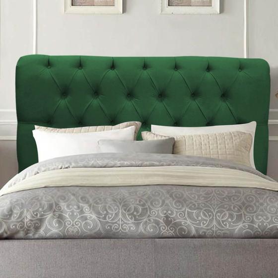 Imagem de Cabeceira Estofada Paris Botão Capitonê 140cm Casal Para Cama Box Quarto Suede Verde - Ahz Móveis