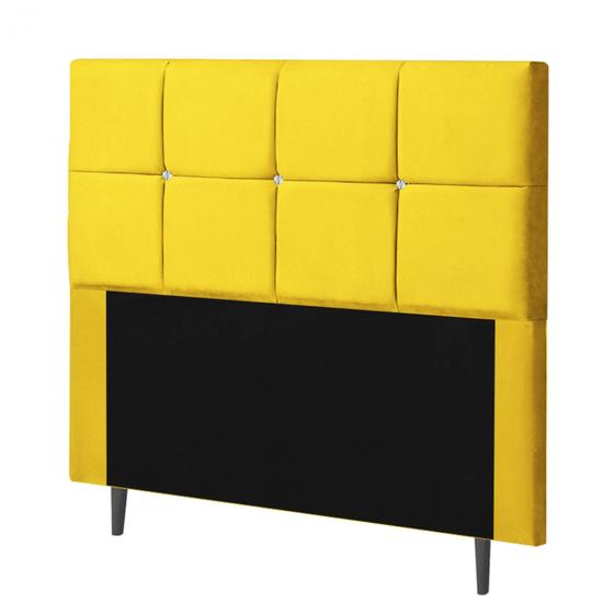 Imagem de Cabeceira Estofada Poliana 100CM Solteiro Strass Suede Amarelo - D A DECOR