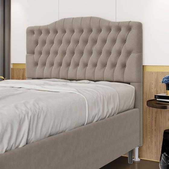 Imagem de Cabeceira Estofada Pollux 160 para Cama Queen Sued Capuccino Aradecor