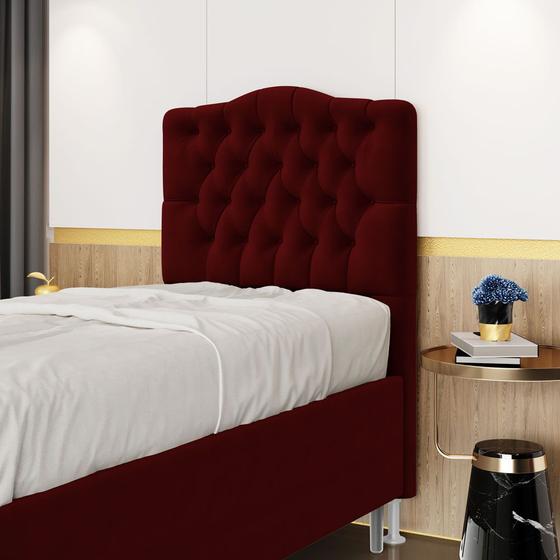 Imagem de Cabeceira Estofada Pollux 90 para Cama de Solteiro Sued Vermelho Aradecor