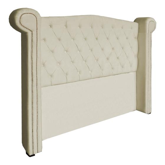 Imagem de Cabeceira Estofada Sienna Para Cama Box Queen 160 Cm Suede Marfim - LM DECOR