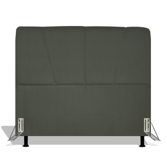 Imagem de Cabeceira Estofada Topázio 195 cm Para Cama Box Quarto King Size Luxo MV Estofados Suede Cinza