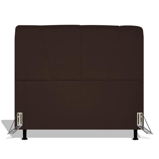 Imagem de Cabeceira Estofada Topázio 90 cm Para Cama Box Quarto Solteiro Luxo Suede Marrom