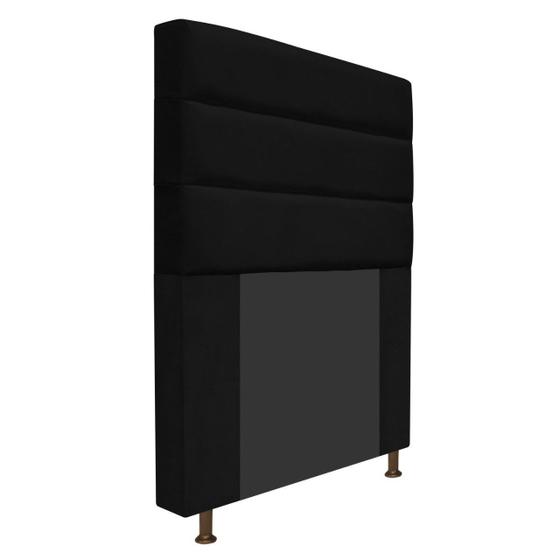 Imagem de Cabeceira Estofada Turim 100cm para Cama Solteiro Cama Box Suede Preto - KDAcanto Móveis