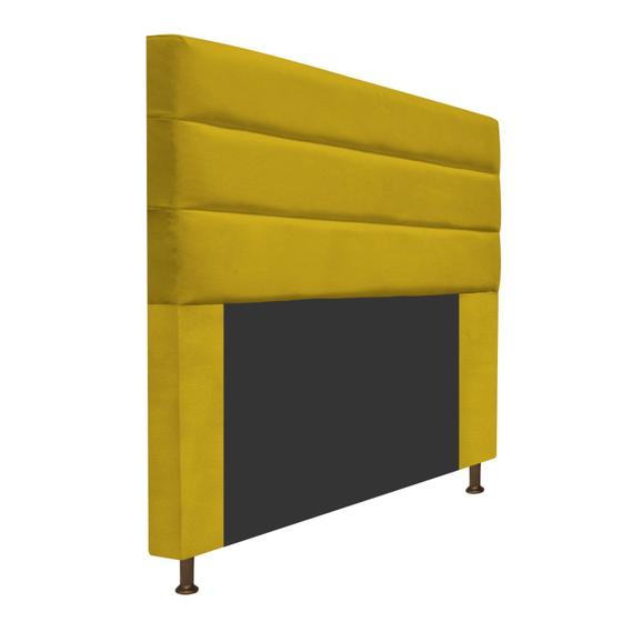 Imagem de Cabeceira Estofada Turim 140 cm para Cama Casal  Suede Amarelo