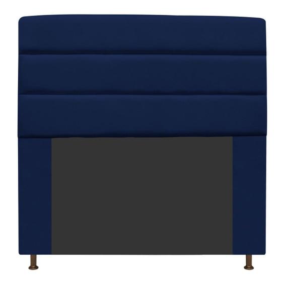 Imagem de Cabeceira Estofada Turim 140cm para Cama Casal Cama Box Suede Azul Marinho