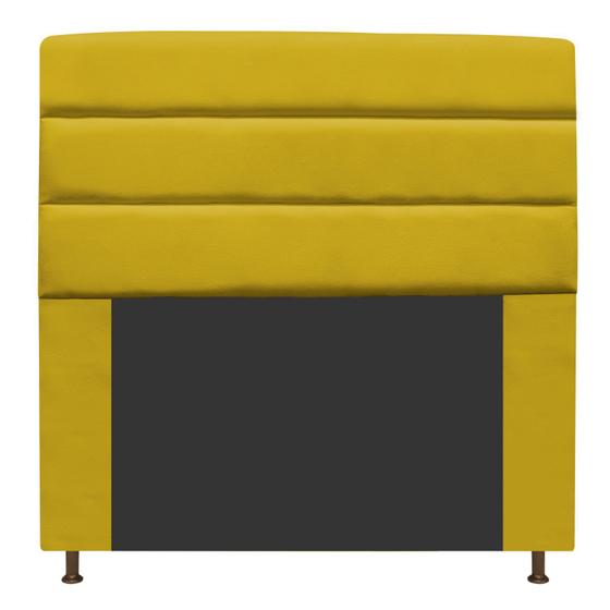 Imagem de Cabeceira Estofada Turim 160 cm para Cama Queen Size Suede Amarelo - Damaffê Móveis