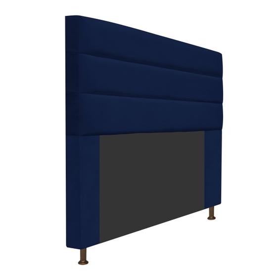 Imagem de Cabeceira Estofada Turim 195 cm King Size Suede Azul Marinho - KDAcanto Móveis