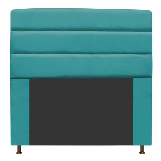 Imagem de Cabeceira Estofada Turim 195 cm King Size Suede Azul Turquesa - Amarena Móveis