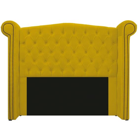 Imagem de Cabeceira Estofada Veneza 140 cm Casal Suede Amarelo - Amarena Moveis