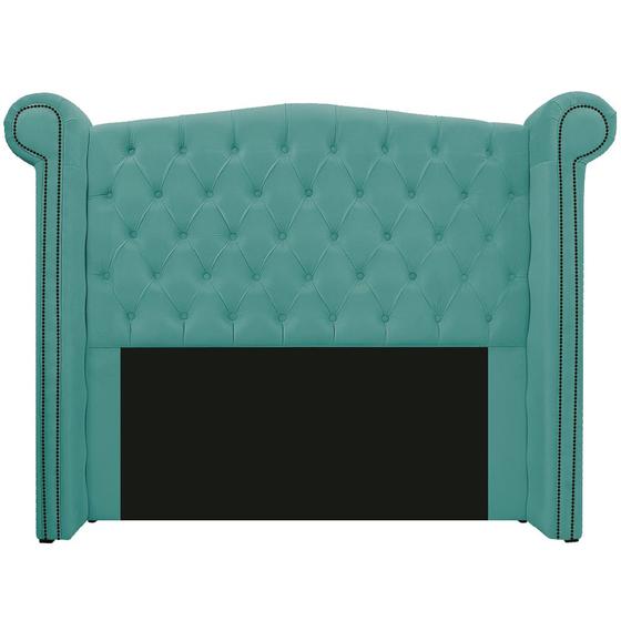 Imagem de Cabeceira Estofada Veneza 140 cm Casal Suede Azul Tiffany - Amarena Móveis