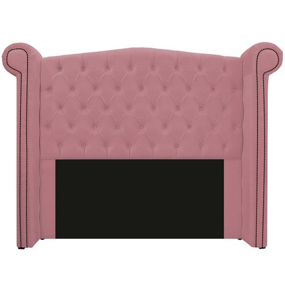 Imagem de Cabeceira Estofada Veneza 140 cm Casal Suede Rosa Bebê - Amarena Moveis