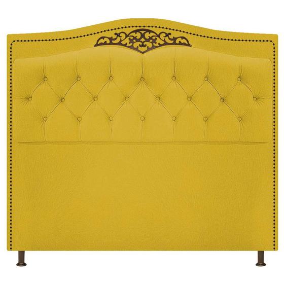 Imagem de Cabeceira Estofada Yasmim 140 cm Casal Suede Amarelo - Amarena Móveis