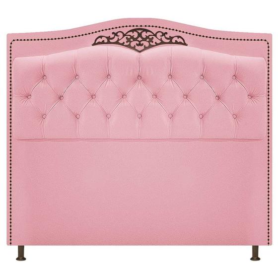 Imagem de Cabeceira Estofada Yasmim 160 cm Queen Size Suede Rosa Bebê - Amarena Móveis