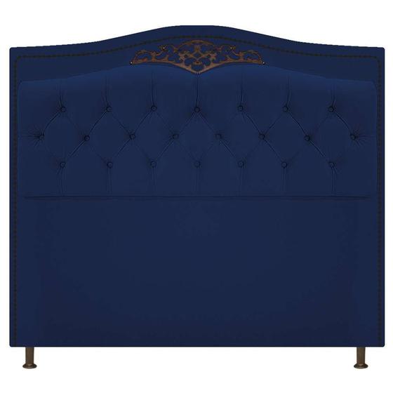 Imagem de Cabeceira Estofada Yasmim 195 cm King Size Suede Azul Marinho - Doce Sonho Móveis