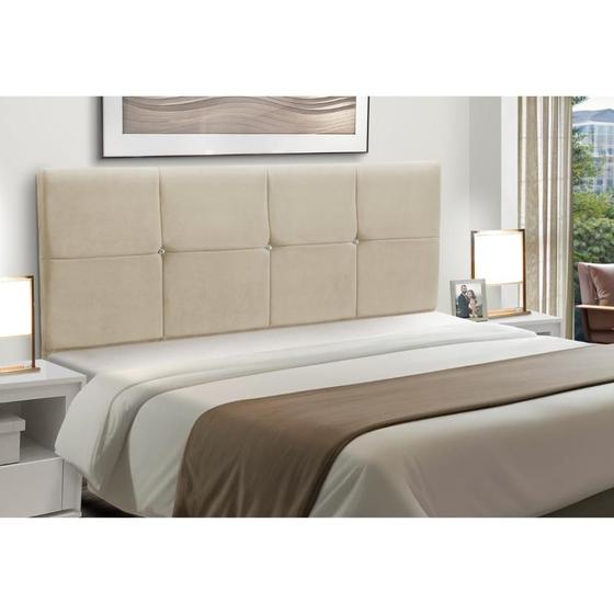 Imagem de Cabeceira Estofados Casal Queen Quarto 1,64cm Poliana Suede Bege Madelina Decor