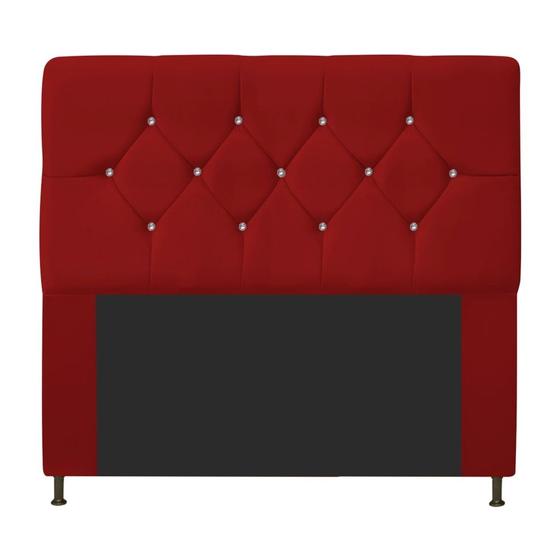 Imagem de Cabeceira França Estofada Strass 140cm Cama Box Casal Sintético Vermelho - Amarena Móveis