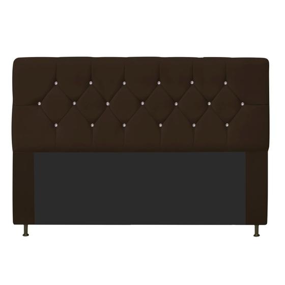 Imagem de Cabeceira França Estofada Strass 160cm Cama Box Queen Suede Marrom - Amarena Móveis