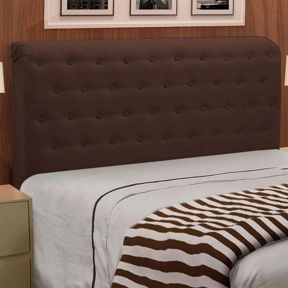 Imagem de Cabeceira Giovana Cama Box Casal 140 Cm Suede Marrom Drossi