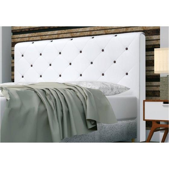 Imagem de Cabeceira Giovana Cama Box Casal Queen 160cm Botões material sintético Branco - DS Estofados