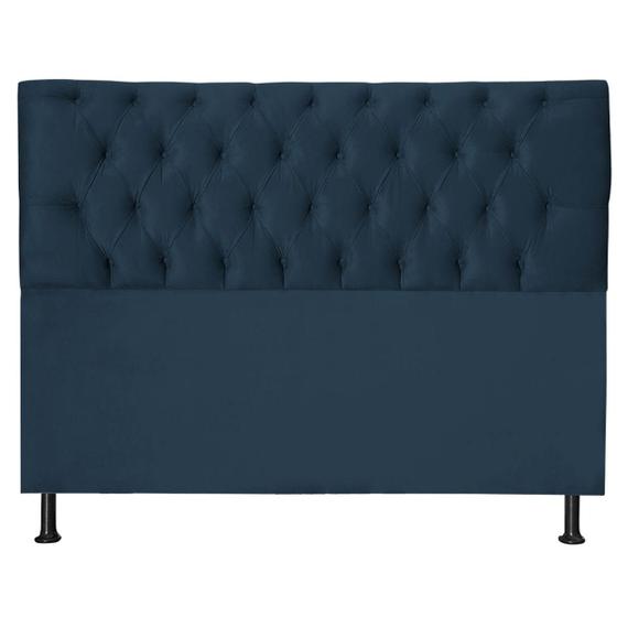 Imagem de Cabeceira Jade 140Cm Para Cama Box Casal Suede Azul Marinho