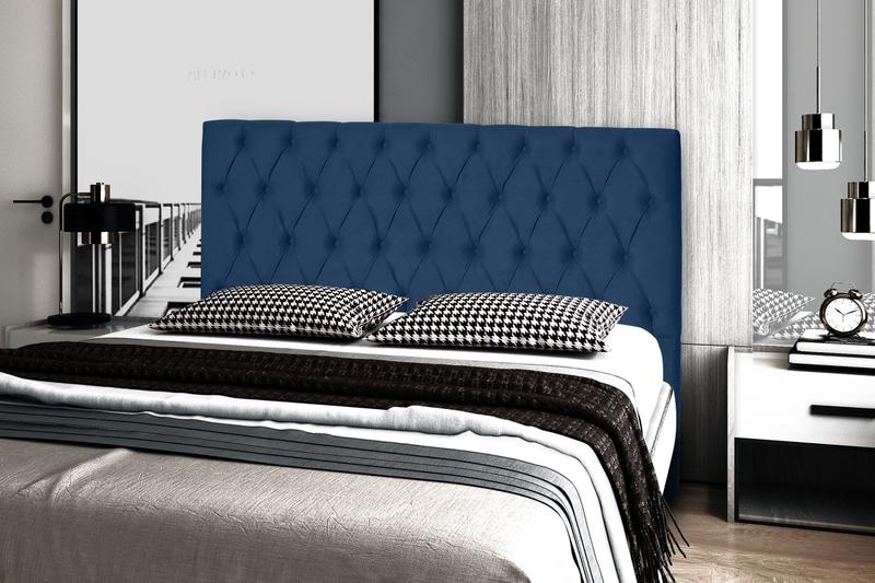 Imagem de Cabeceira Jade 195Cm Para Cama Box King Suede Azul Marinho