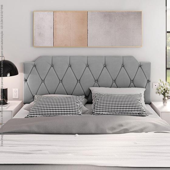 Imagem de Cabeceira Kelly Para Cama de Casal Box 1,60 Estofada Suede Cinza