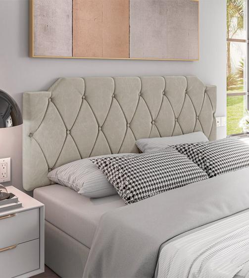 Cabeceira Kelly Suede Bege Estofada para Cama Box Queen 160x54cm Menor preço em Cabeceira Kelly Suede Bege Estofada para Cama Box Queen 160x54cm