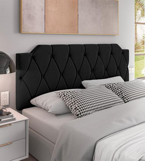 Imagem de Cabeceira Kelly Suede Estofada para Cama Box de Casal 140x54cm Várias Cores