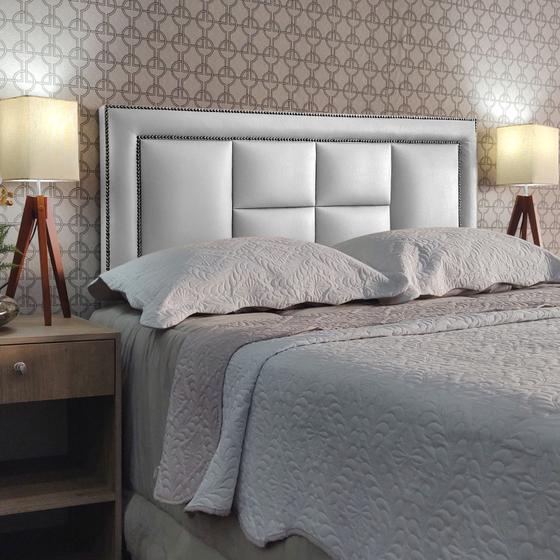 Imagem de Cabeceira King 195 Cama Box Diamond Módena V2H4 Branco Corano Painel RBL