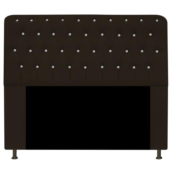 Imagem de Cabeceira Lady Estofada com Strass 140 cm para Cama Box de Casal Sintético Marrom Quarto - AM Decor