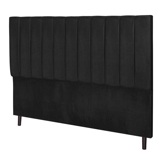 Imagem de Cabeceira Leblon Preto Estofada para Cama Box Casal King Size 195Cm Quarto Luxo JBE Móveis