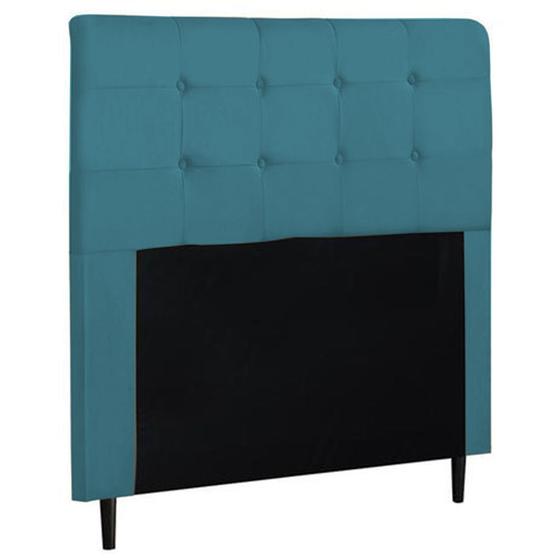 Imagem de Cabeceira Luna Para Cama Box Casal 140 cm Suede Azul Turquesa - CabrunShop