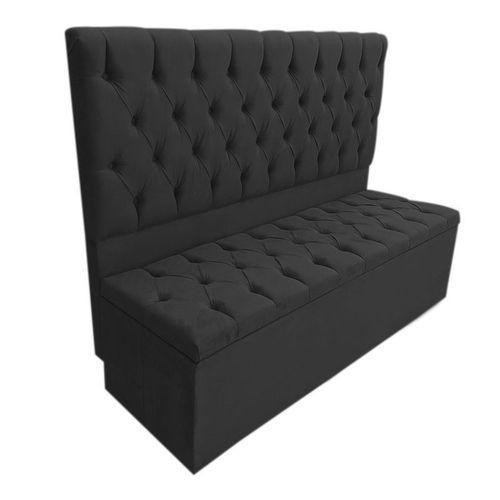 Imagem de Cabeceira Mais Calçadeira Baú Casal 140cm Para Cama Box Suede Preto